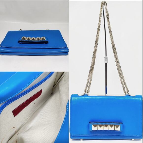💎✨Beautiful✨💎Authentic Valentino Garavani Shoulder Bag Blue Leather - Picture 1 of 9
